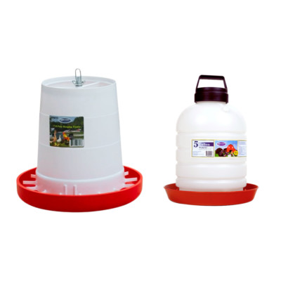 FARM-TUFF Automatic Poultry Fountain Waterer & Poultry Feeder, Combo Pack
