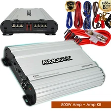 Audiobank 2 Channels 800W Bridgedable Amp Car Audio Bass Amplifiers +  Amp Kit