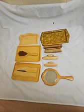 Ivory Pyralin French Ivory Celluloid Antique 1920-1940s Vanity Brush Set 12 Pc
