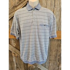 Oak creek vintage 90s banded blue textured short sleeve frat pullover polo L 