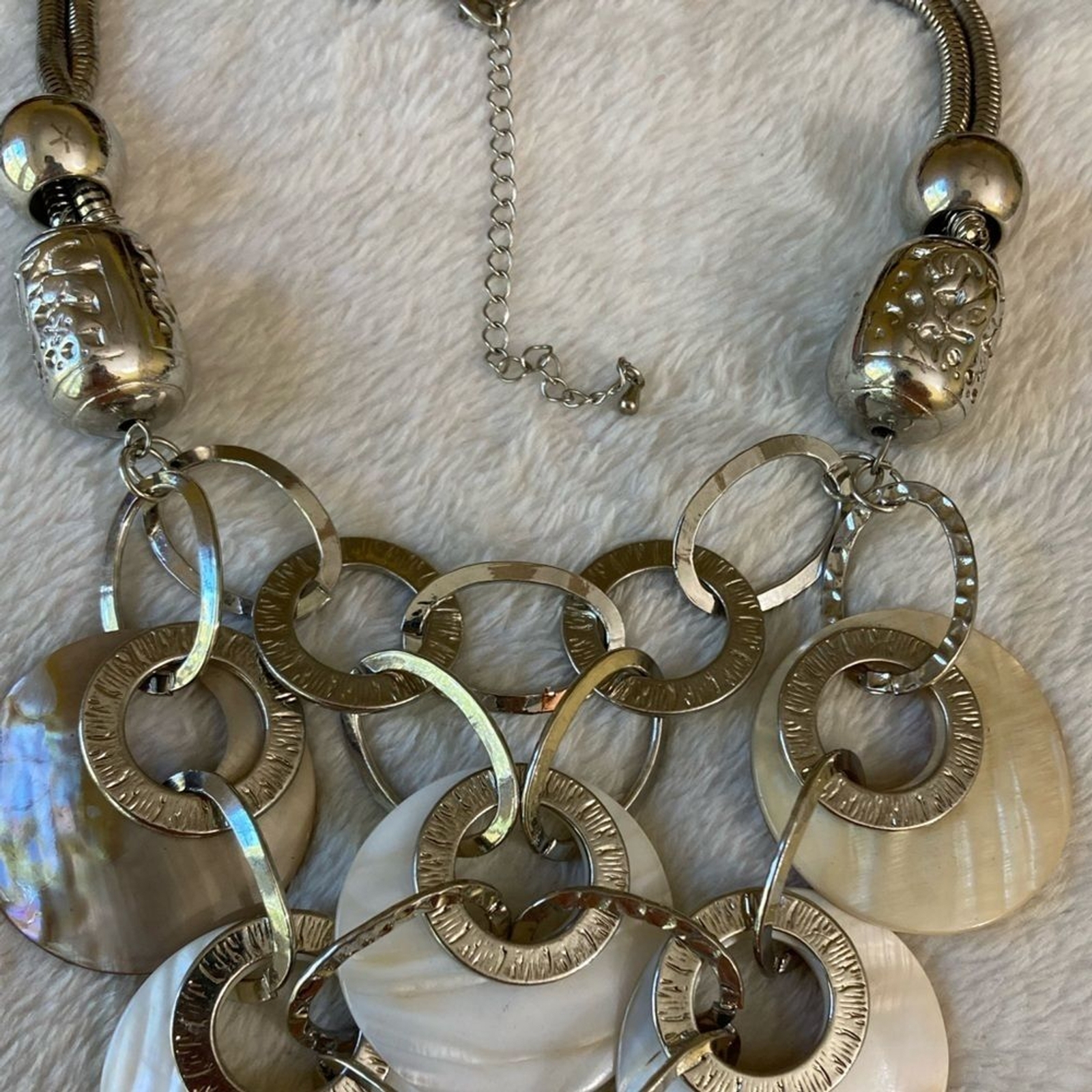 Multi Link Shell Bib Statement Necklace Vintage - image 6