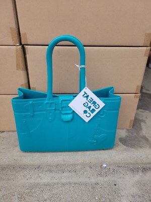 GREAT BAG CO green aqua Rubber Purse Tote Shoulder Handbag