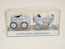 Baby Boy First Tooth  Curl Keepsake Set - Race Car/Airplane - Great Shower Gift