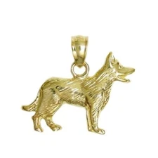 New 14k Yellow Gold German Shepherd Dog Pendant