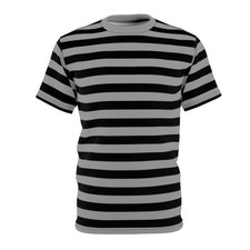 Camiseta a Rayas Gris y Negra Camiseta Punk Rocker Camiseta Gótica Emo Manga Corta