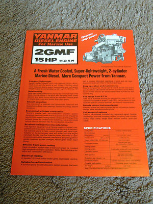 Yanmar Marine Diesel Engine 2GMF 15 HP Dealer Sales Brochure Sheet Specification