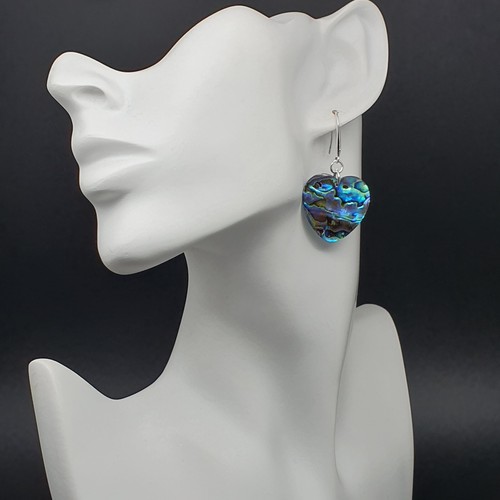Paua Earrings Rainbow Abalone Natural Shell Dangle Drop Sterling Silver Hooks - Picture 36 of 84