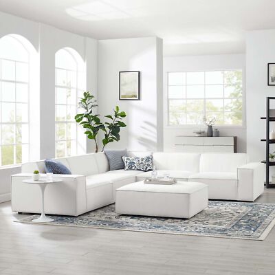 Modway Restore 6-Piece Upholstered Sectional Sofa in White