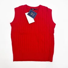 E.L.K Boys Vest Size 7/8 Red Cable Knit Cotton Vest American Classic