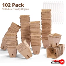 102Pcs Seed Starter Peat Pots Kit Seedling Tray Eco-Friendly Organic Germination