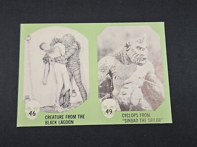 1961 Nu-Cards Horror Monster Series Card Black Lagoon/Cyclops UNCUT PANEL