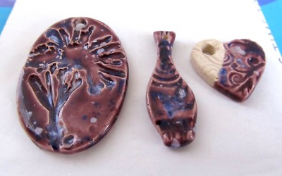 Handmade Stoneware Aromatherapy Pendants Purple Heart Essential Oil Diffuser