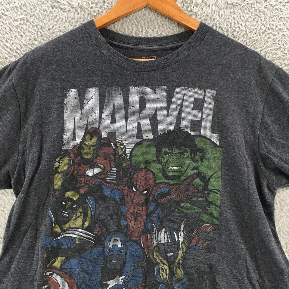 Marvel Comics Avengers Graphic Print T-Shirt Mens Large Gray Short Sleeve Crew - Image 2 of 4