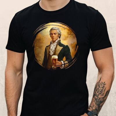 Herren T-Shirt  Alexander Hamilton mit Bier Motiv Baumwolle Größe XS bis 5XL