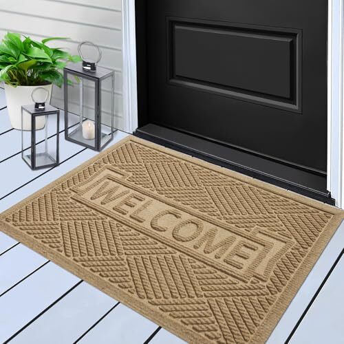 Absorbent Dirt Trapping 29x17 Beige Indoor Outdoor Front Door Mat