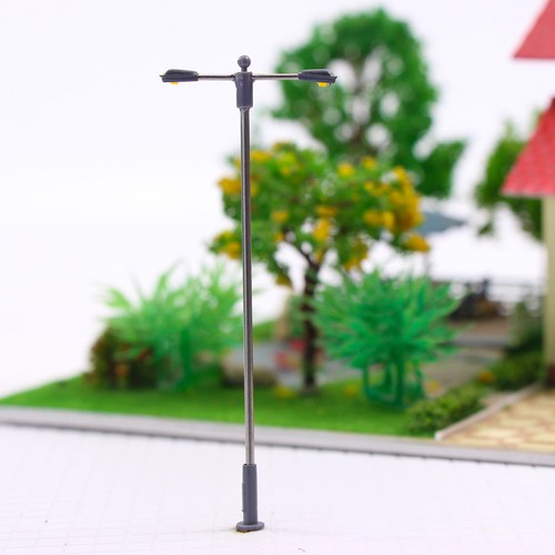 10pcs Model Railway HO Scale Lamp Warm White Double-heads LED Street Light - Picture 4 of 5