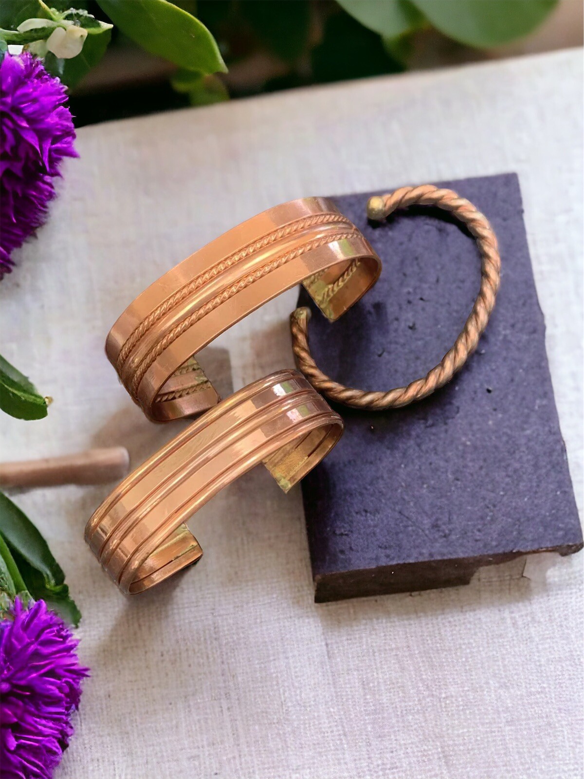 Vintage quality solid copper open back cuff brace… - image 1