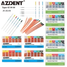 Puntas de papel absorbente dental y puntas de gutapercha con escala Conicidad F#
