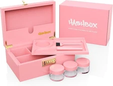 HASHBOX Storage Box - Large Bamboo Box with Rolling Tray and Combination Lock