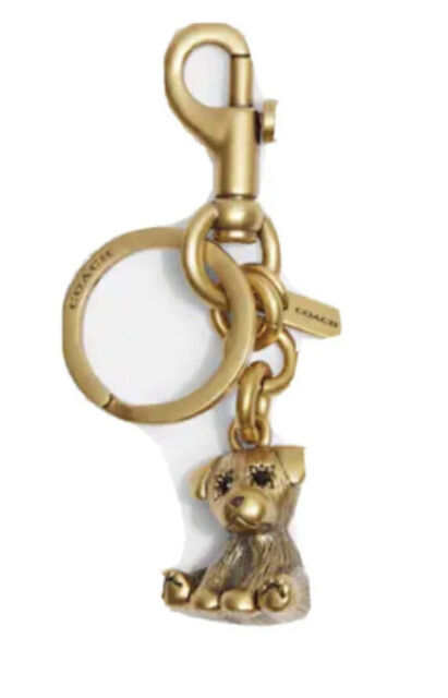 COACH Creatures kitten cat Bag Charm Keychain Key Fob Metal