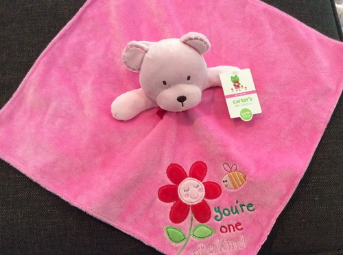 Neu mit Etikett Carter's rosa Bär Baby Sicherheitsdecke Blume Biene Lovey - Bild 1 von 4