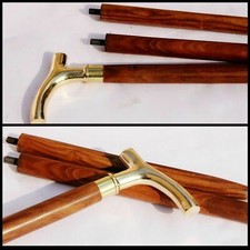 Antique Style Walking Stick Vintage Brass Derby Handle Designer Wooden Cane Gift