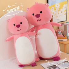 Long Strip Loopy Doll Pillow Pink Beaver- Plush Toy Sleeping Pillow Girls Gift