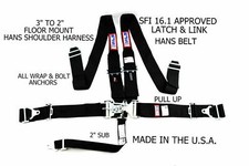 RJS RACING SFI 16.1 5PT HANS LATCH & LINK FLOOR MOUNT BELT BLACK 1173701