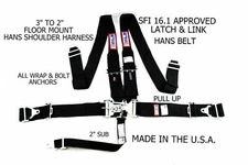 RJS RACING SFI 16.1 5PT HANS LATCH & LINK FLOOR MOUNT BELT BLACK 1173701