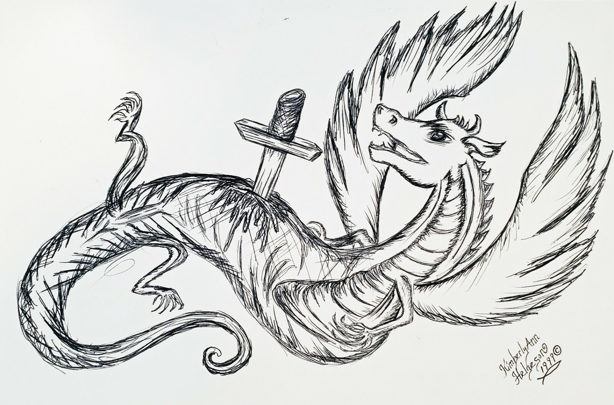 Death of the Dragon Fantasy collectible ACEO PRINT Art Death of the Dragon Fantasy collectible ACEO PRINT Art