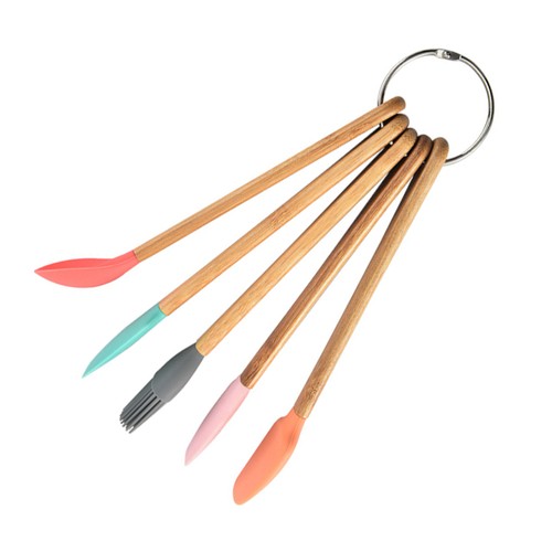 5 Pcs Wooden Handle Baking Tools Silicone Pastry Spatulas for Cakes Child Kit - Bild 4 von 12