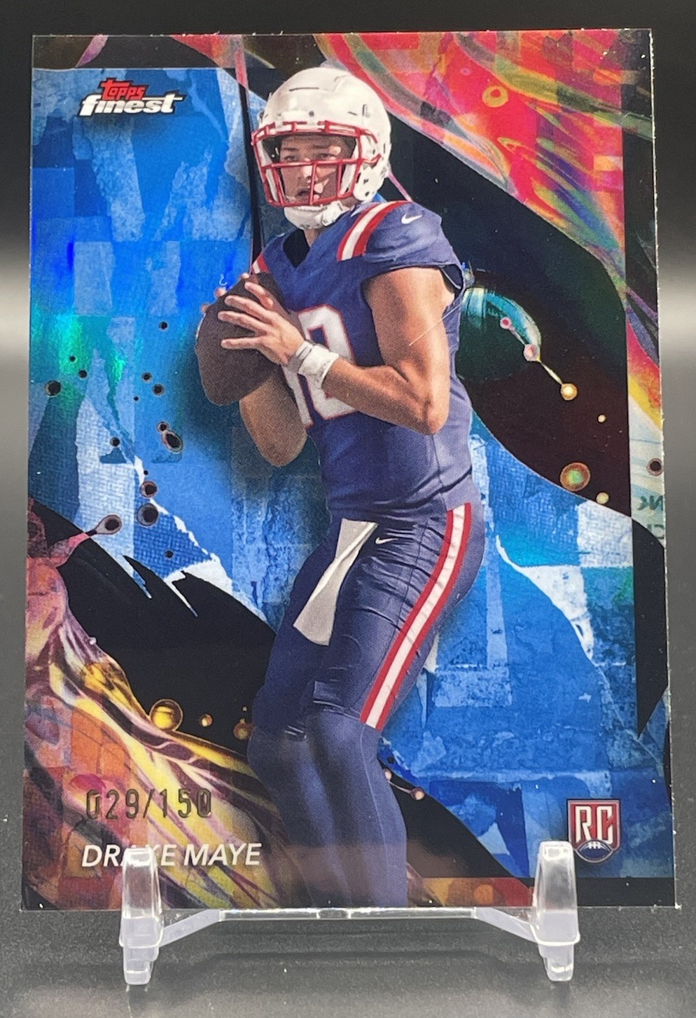 2024 Topps Finest Football - Blue Refractor #162 Drake Maye /150 Uncommon