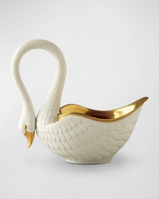 RARE NWT 100% Authentic L'Objet Swan 24K Gold-Plated Bowl, 6.5'' Wide Luxury Gift
