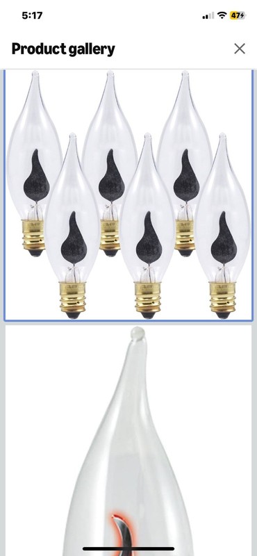 Candelabra Bulbs- 5 | Flicker Flame | Hall Clear Glass LB-7001 | royal designs