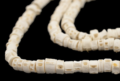 #ad #ad Fish Bone Beads 6 8mm West Africa African White Unusual 40 45 Inch Strand $16.00