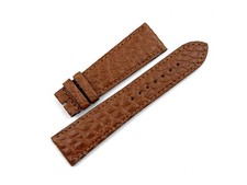 Cinturino Vero Coccodrillo Marrone Gold Piatto 22/18mm Accessori Made Italy New