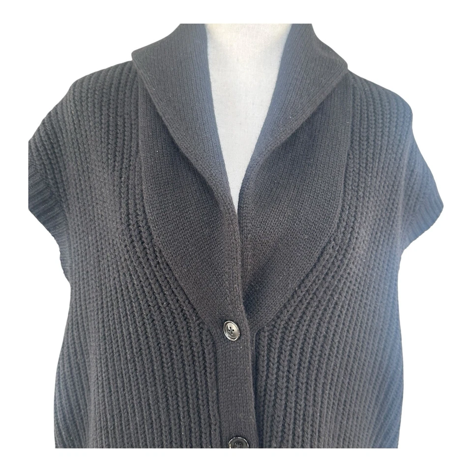 De Colección Y2K Ralph Lauren Etiqueta Negra Lana Mezcla Cachemira Chal Cuello Cárdigan Chaleco Foto 3 de 4