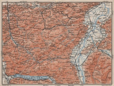 APPENZELL CANTON. Wildhaus Unterwasser St. Gallen Trogen Walensee 1909 old map