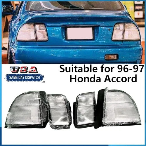 For 96-97 Honda Accord DX/EX/LX/EXL Sedan Coupe Black Brake Tail Lights Set  NEW