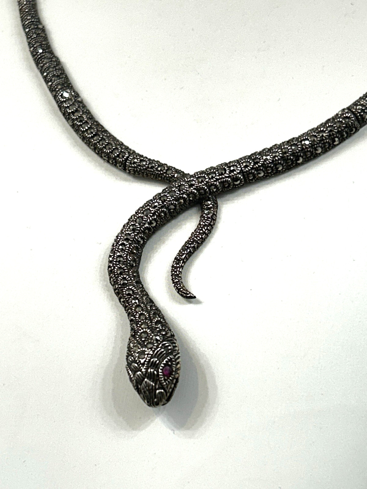 Artisan Sterling Silver Marcasite Ruby Articulate… - image 7