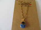 New Joan Rivers Blue-Yellow Enamels-Gold Lady Bug Pendant w/Gold Plated Necklace
