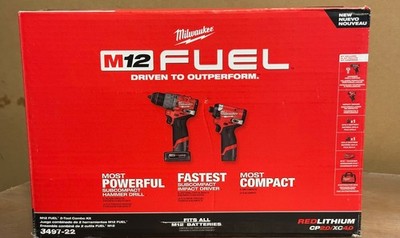 NEW Milwaukee M12 FUEL Hammer Drill & Impact Driver w/ 2 Batteries, Charger, Bag