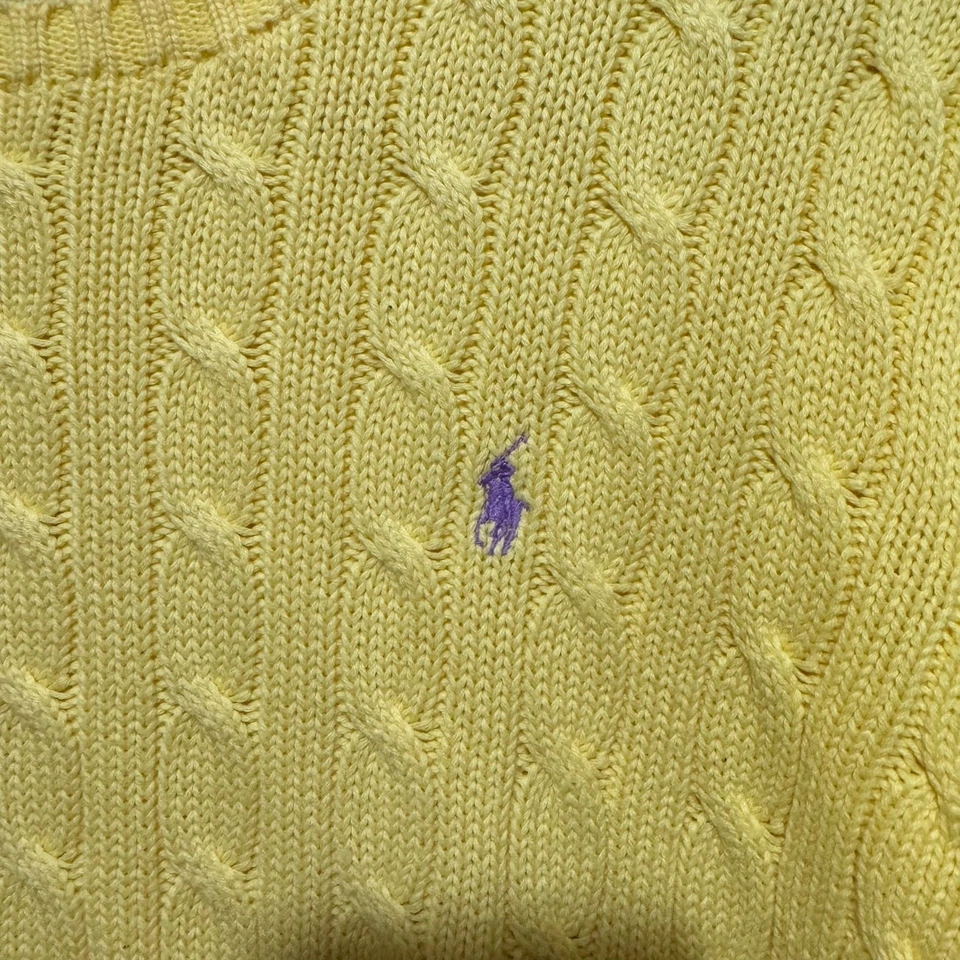 Ralph Lauren желтый кабель трикотажа хлопок свитер женский размер L - Изображение 4 из 4