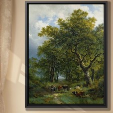 Rural Countryside Animal Cows Canvas Print Vintage Wall Art Rustic Home Decor