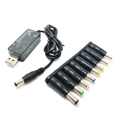 Step-Up Power Converter 9V 12V 2A Max w/8 DC Tips for Router Backup Power Cuts