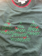 Vintage 90s M And C Sportswear Green Christmas Tree Sparkle Sweatshirt XXL