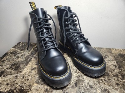 Dr. Martens Jadon Black Leather Platform Boots Men 7 Women 8 UK6 Polished Smooth