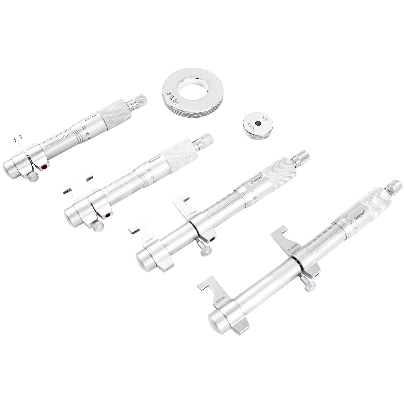 Dasqua Inside Micrometer Set 5-100mm 0.01mm Accuracy Laser-Etched