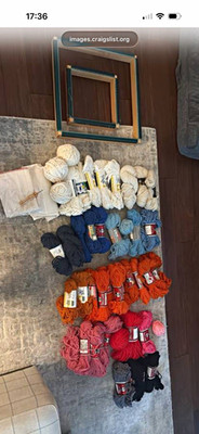 Oxford Rug Yarn Lot w/ Punch Needle, Frames