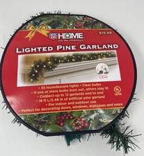 Rite Aid Home Lighted Pine Garland 18ft Clear Bulbs Indoor Outdoor Holiday